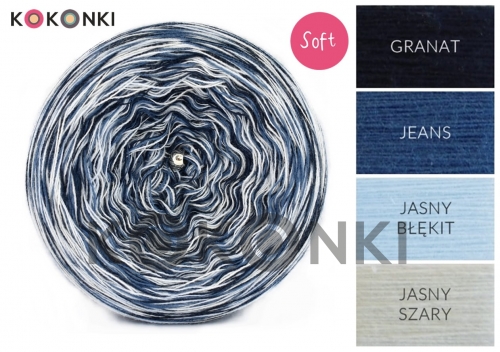 KOKONKI  Soft Melange R60 - Navy / jeans / světle modrá / světle šedá /4 nitka 1200m