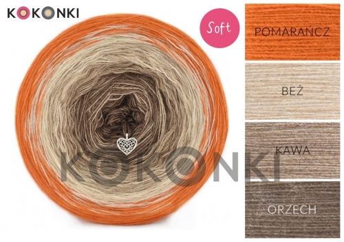 KOKONKI Soft 243 - oranžová / béžová / káva / ořech 3 nitka 1200m