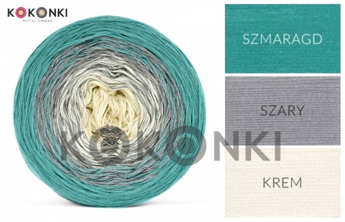 KOKONKI A828 Smaragdová / šedá / krémová 4 nitka 800m