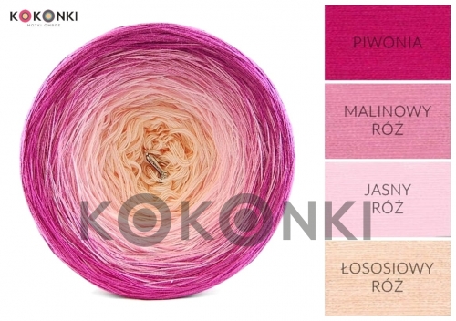 KOKONKI A746 Pivoňka / malinová růžová / světle růžová / lososová růžová 3 nitka 1200m