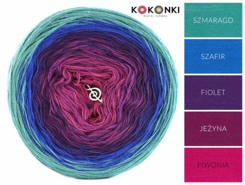 KOKONKI A825 smaragd / safír / fialová / ostružina / pivoňka/ 3 nitky 1000m