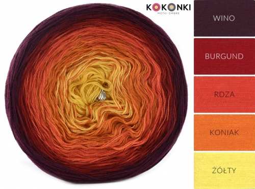 KOKONKI A902 víno / vínová / rust / koňak / žlutá 3 nitky 1000m