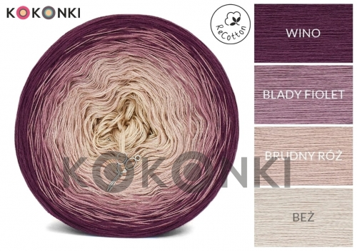 KOKONKI ReCotton RE021 - Víno / bledě fialová / špinavě růžová / béžová 3 nitka 1200m