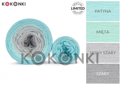 KOKONKI SET klubíček  Bamboo BC03 - patina / máta / světle šedá / šedá 1000m + patina 250 m