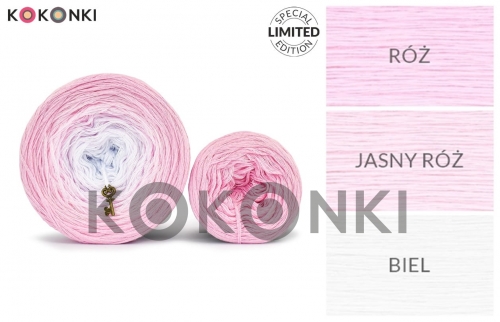 KOKONKI SET klubíček  Bamboo BC06 -  růžová / světle růžová / bílá 1000m + růžová ( 250 m