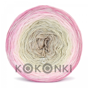 Klubíčko KOKONKI Cream Rare Classic R77 - Malinová růžová / světle růžová / krémová / světle béžová / studená béžová + krémová 3 nitka 1200m