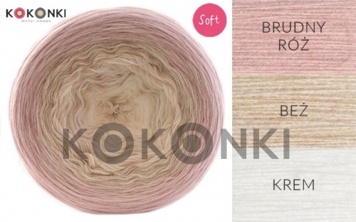 Klubíčko KOKONKI Soft 141 Rose Cream - Špinavá růžová / béžová / krémová 1200m