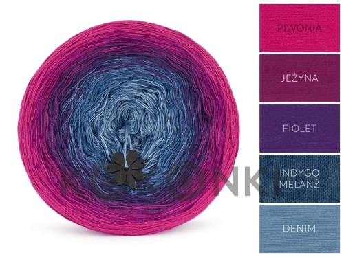 Klubíčko KOKONKI Classic B114 Hluboko v očích - Piwonia / ostružina / fialka / indigo melange / denim 3 nitky 1200m