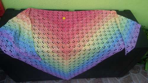 ROCK Rainbow Melange Light R11 - světle fialová / džíny / světle zelená / žlutá / mango / ohnivě červená + bílá nit/ 3 nitky 1000m
