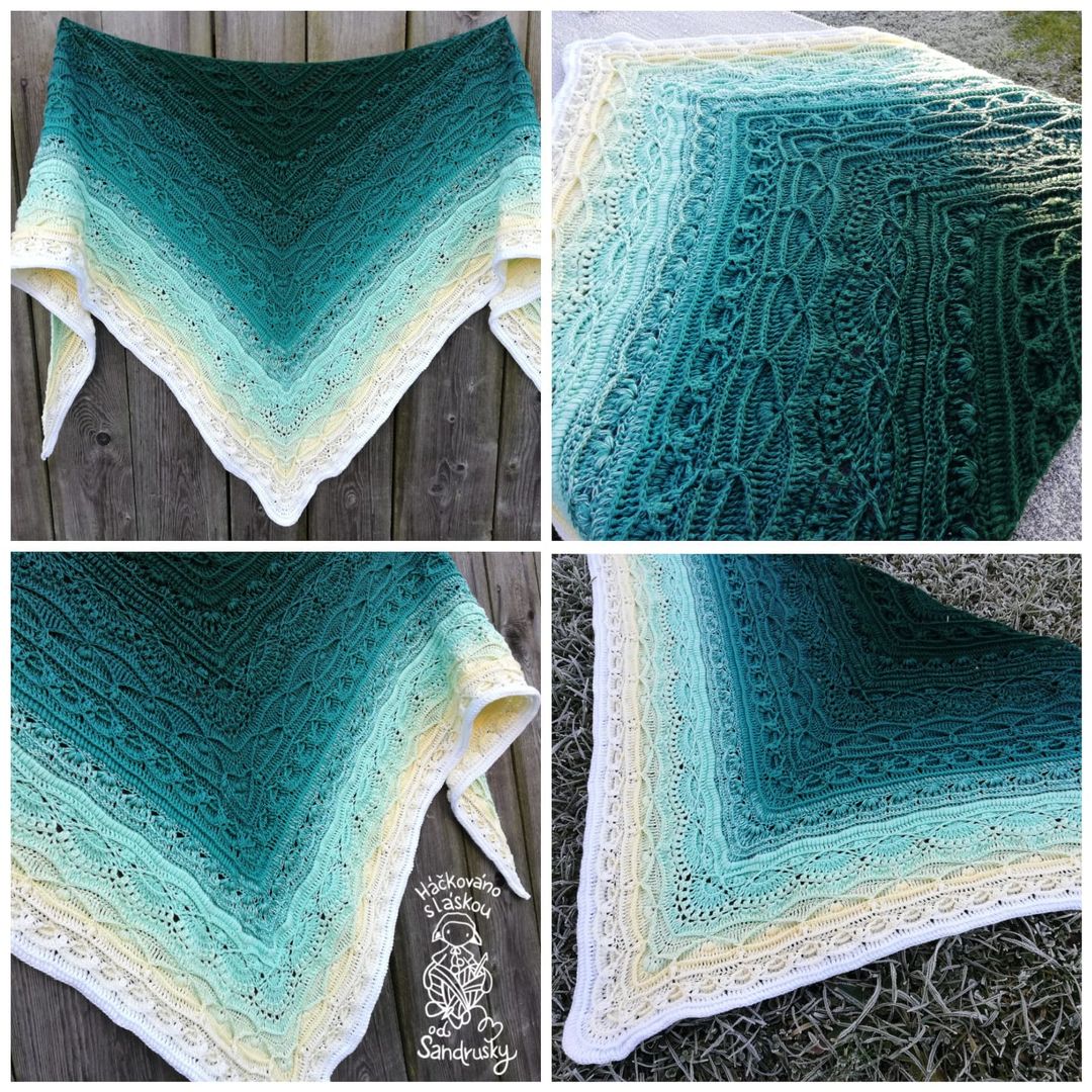 Klubíčko KOKONKI Classic A123 Lahvově zelená / tmavý smaragd / mořská / mátová 3 nitky 1000m