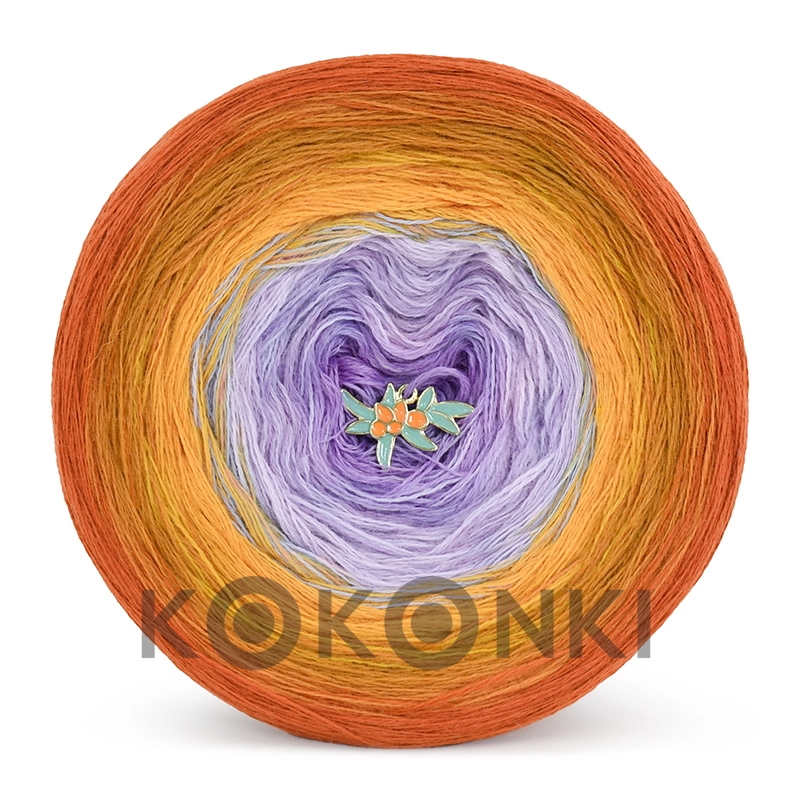 Klubíčko KOKONKI Merino 766 Golden hour - Cognac/med/kurkuma/levandule/světle fialová 3 nitky 1200m