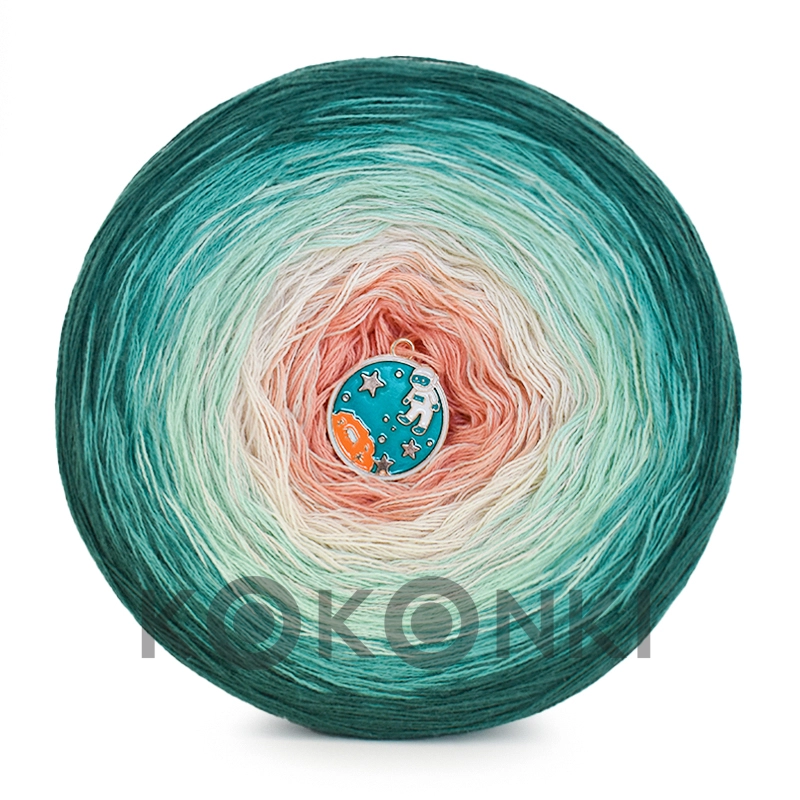 Klubíčko KOKONKI Classic B195 Poslední záchrana - tmavý smaragd/smaragd/máta/pudrová béžová/broskev 3 nitky 1500m