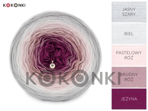 KOKONKI A927 Třešňový sad - světle šedá / bílá / pastelově růžová / špinavě růžová / ostružina 3 nitka 1600m