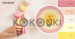 Klubíčko KOKONKI Classic B110 Mini krémový - Meruňka / lososově růžová / krémová / vanilka / žlutá 3 nitky 1200m