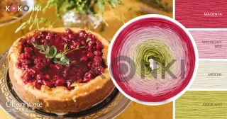 Klubíčko KOKONKI ReCotton RE066 Višňový koláč - Magenta/malinově růžový/mandlový/avokádový 3 nitky 1200m