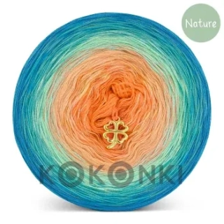 Klubíčko KOKONKI Nature NT15 tmavý tyrkys/smaragd/máta/meloun/dýně 3 nitky 1500m