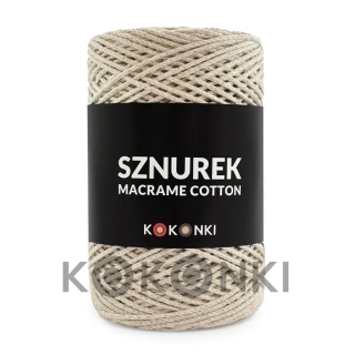 Šňůry KOKONKI MACRAME Cotton 2mm /200m /světlá béžová