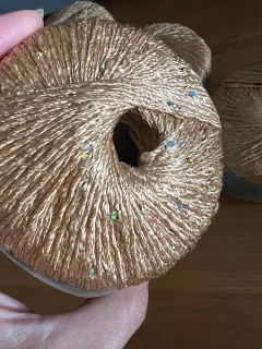 Příze Stenli Venera viskoza s flitry zlatá 50g