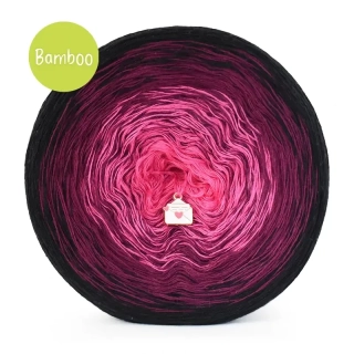 Klubíčko KOKONKI Bamboo BB102 - Černá/vínová/fuchsiová 4 nitky 1200m