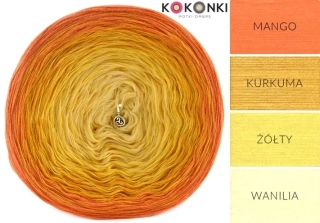 Klubíčko KOKONKI Classic A627 Mango/kurkuma/žlutá/vanilka / 3 nitky / 1000 m